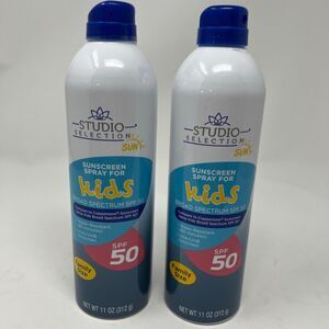 Lot of 2 STUDIO SELECTION Kids Sunscreen Spray SPF50 11oz Family Size NEW 11/26